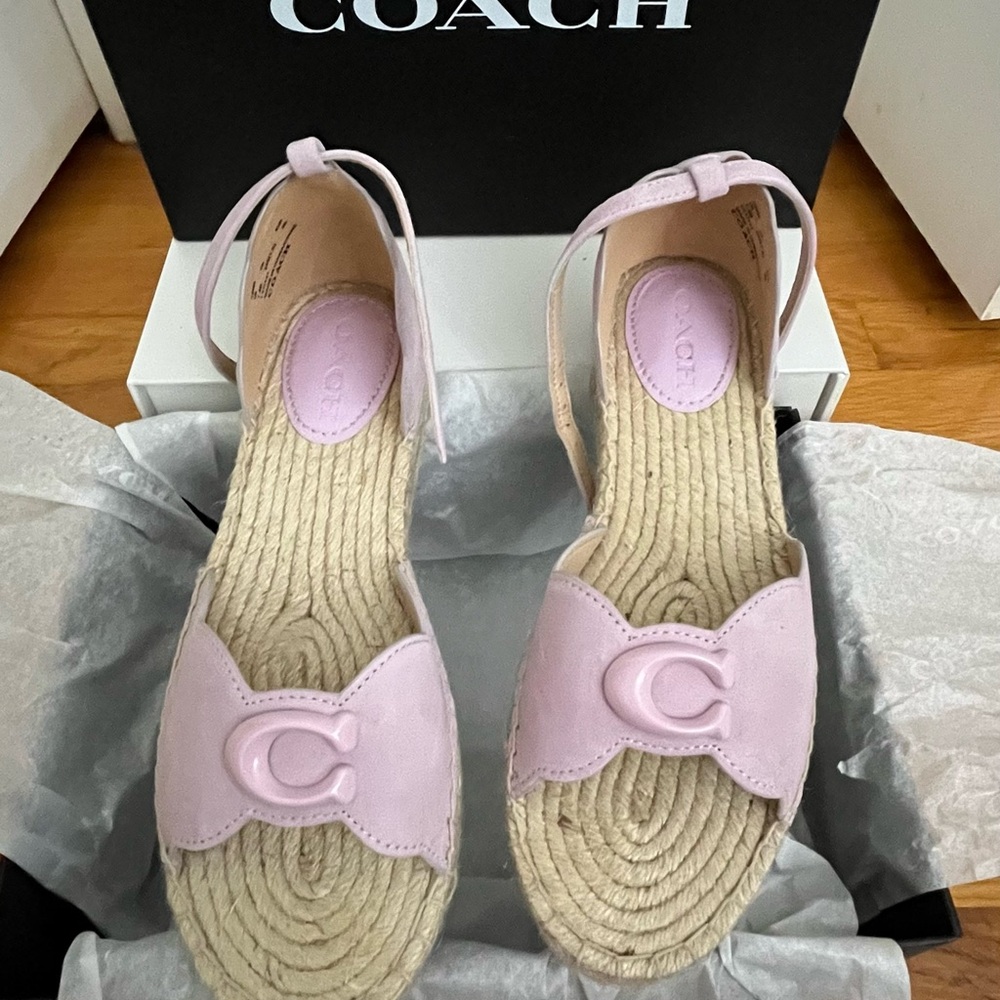 COACH DILLON SUEDE ESPADRILLE STRAPPY SANDAL VIOLET - Picture 2 of 5
